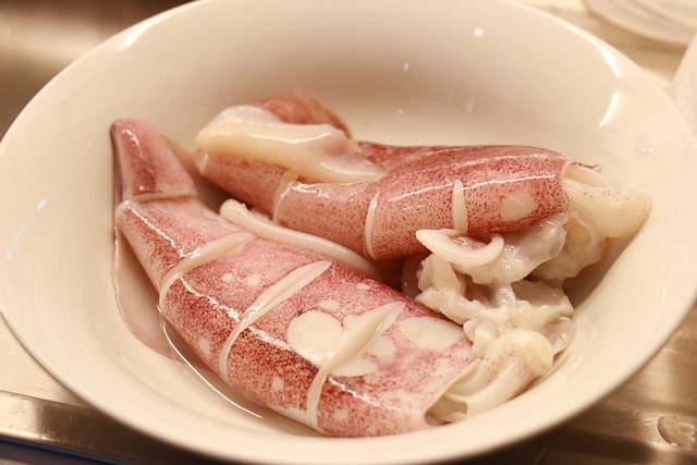 皮を剥かれた新鮮なイカが白い器に盛られている写真(特定店舗の料理ではなく、活きたイカの一般的なイメージ)